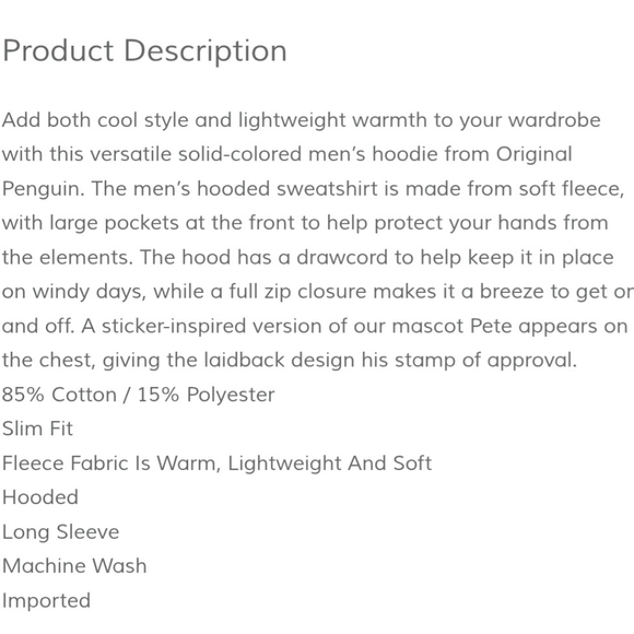 Original Penguin Zip-up Fleece Hoodie Sweatshirt Sticker Pete Rococco Red sz L - Picture 10 of 10